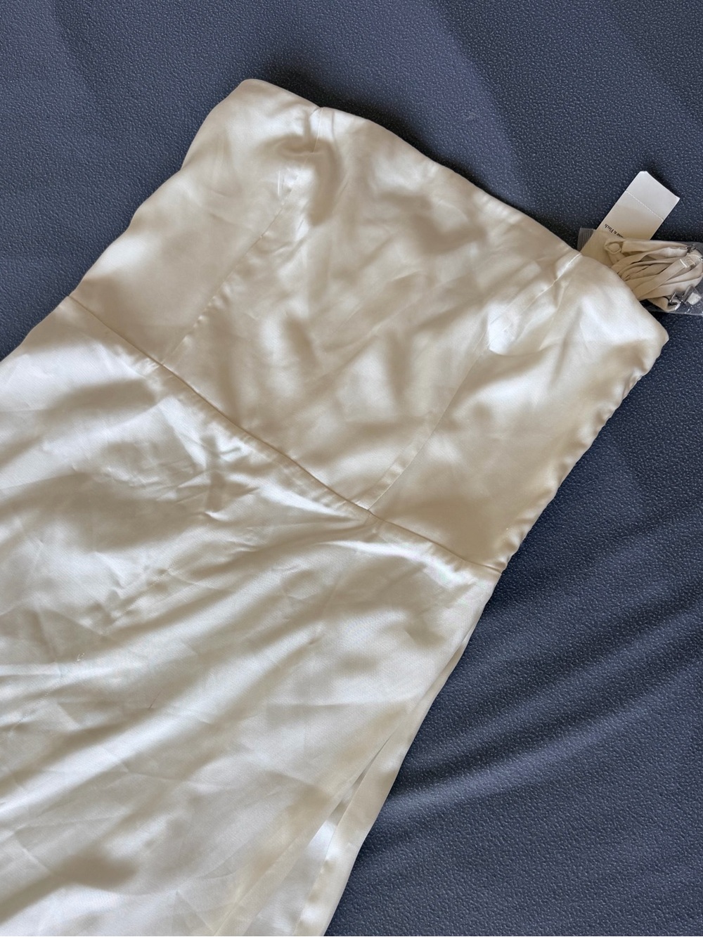 Abercrombie & Fitch Smocked Satin Maxi Dress Ivory Medium NWT